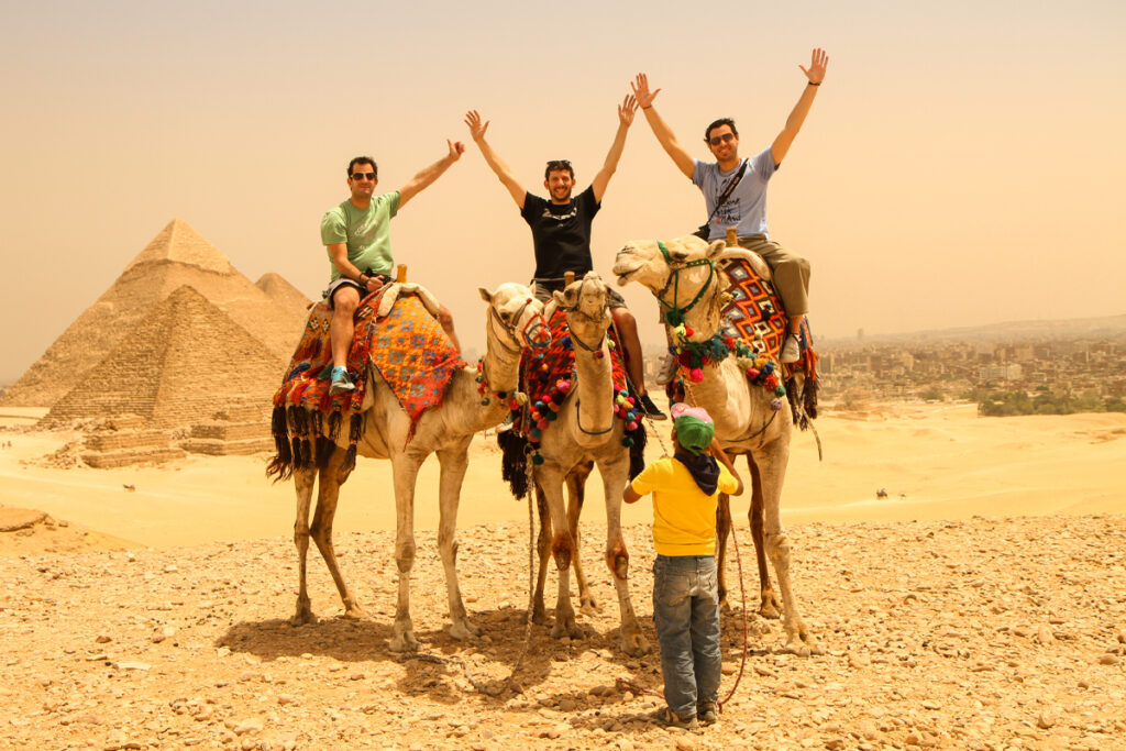 Some visitors from visiting the pyramids